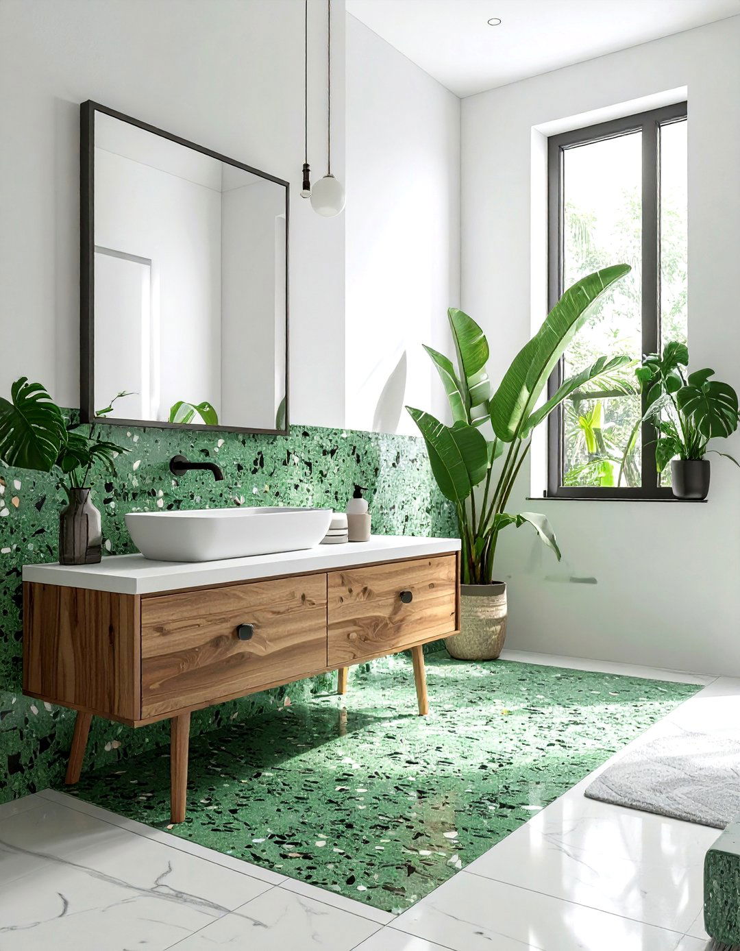 Green Terrazzo Tile - 30 terrazzo bathroom ideas