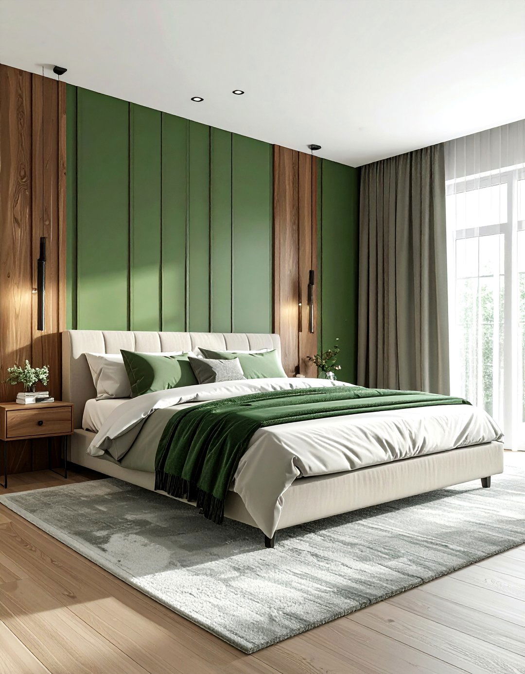 Green Textured Wall Bedroom - 30 contemporary green bedroom ideas