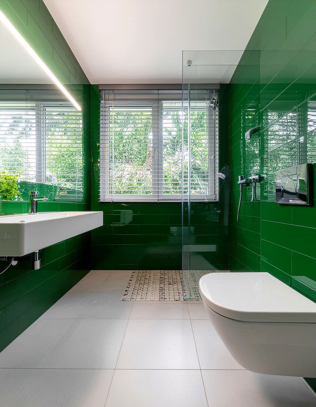 Green Tile - 30 jungle bathroom ideas
