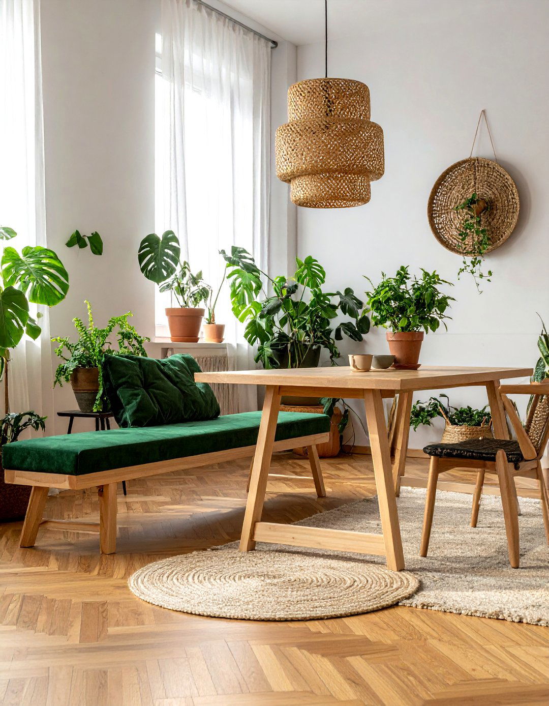 Green Upholstered Bench - 30 upholstered dining bench ideas