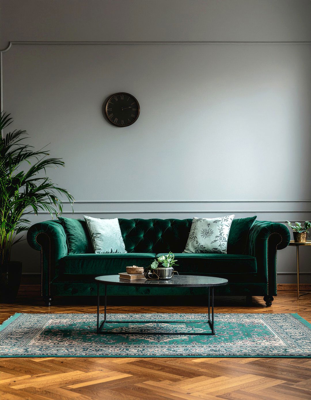 Green Velvet Living Room - 30 green living room ideas