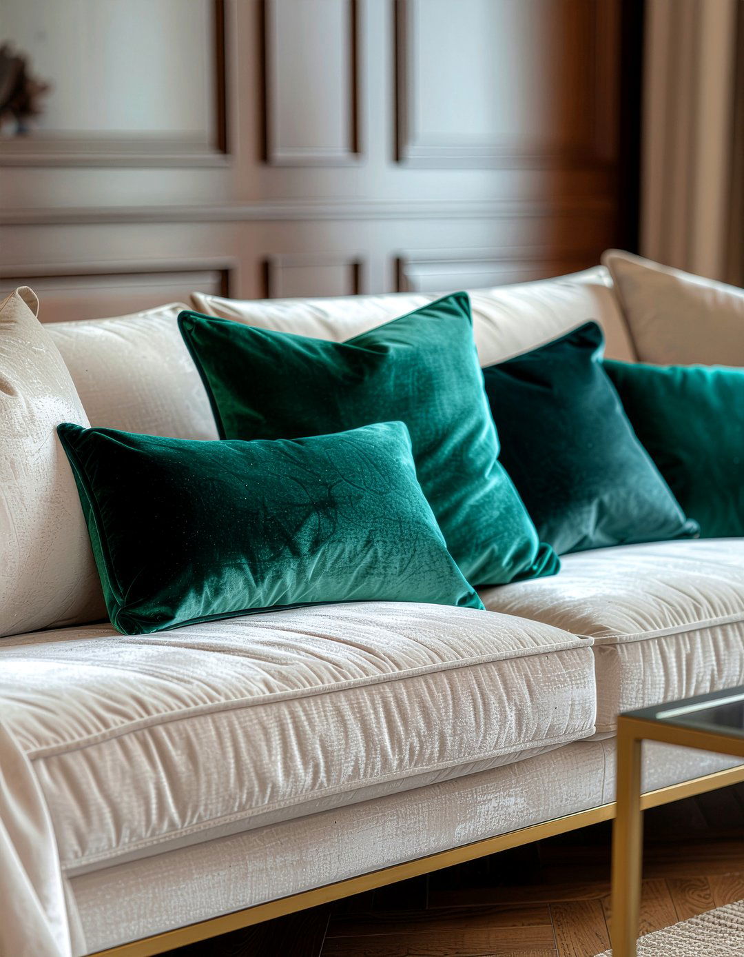 Green Velvet Pillows - 30 living room pillow styling ideas
