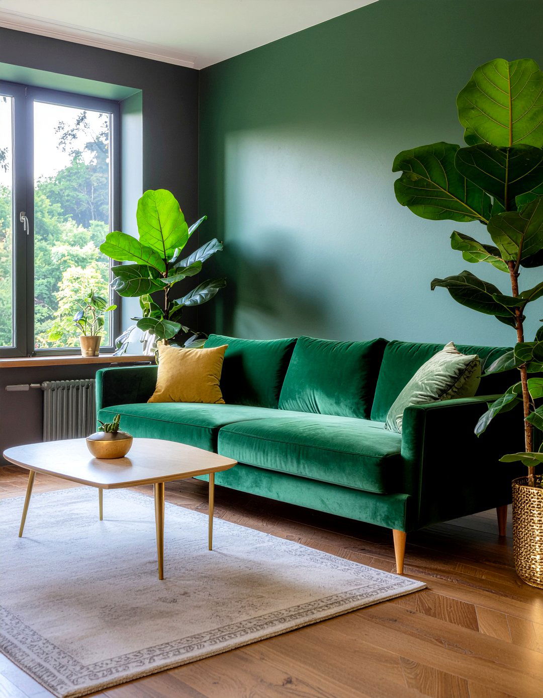 Green Velvet Sectional - 30 living room sectional ideas