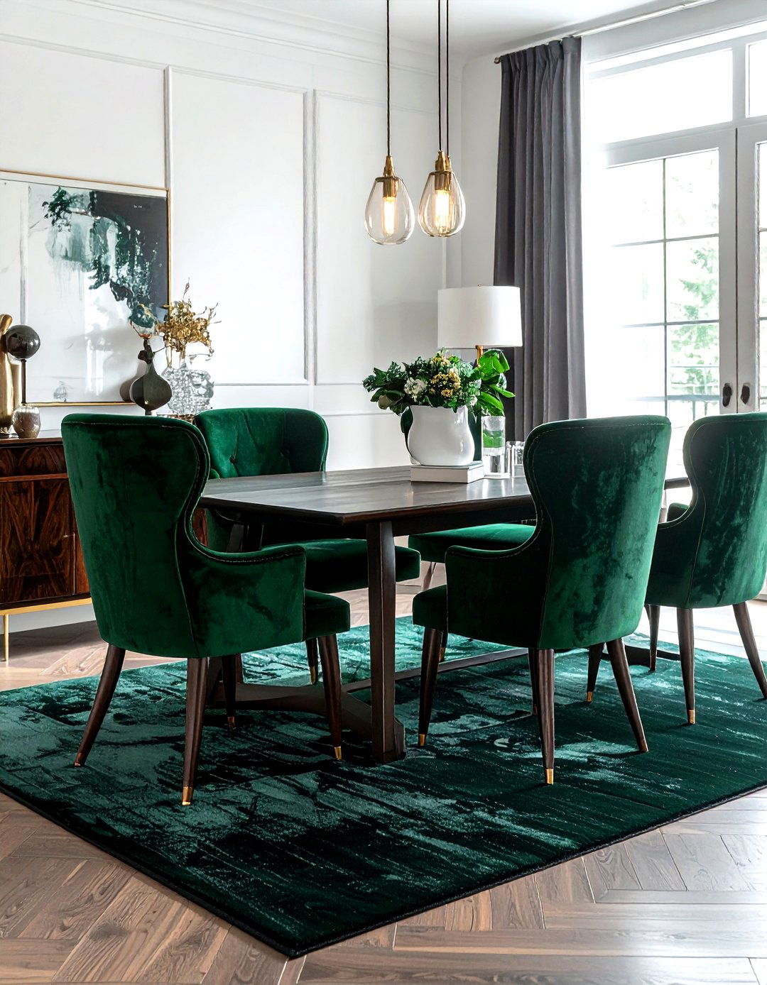 Green Velvet Wingback Chairs - 30 wingback dining chair ideas