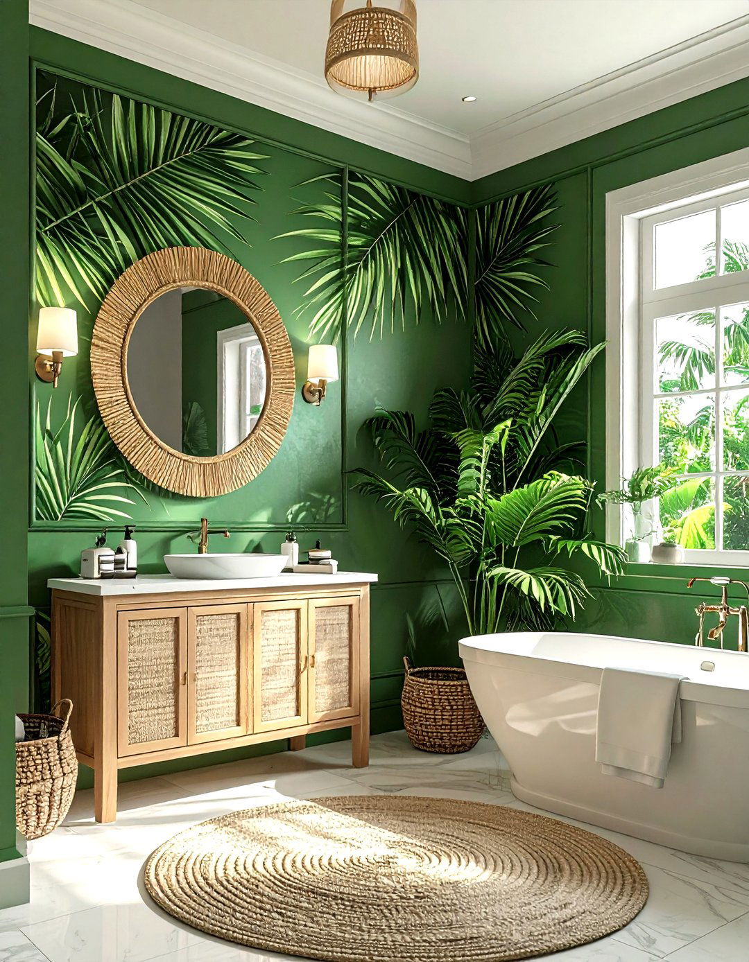 Green Wallpaper Bathroom - 30 green bathroom decor ideas