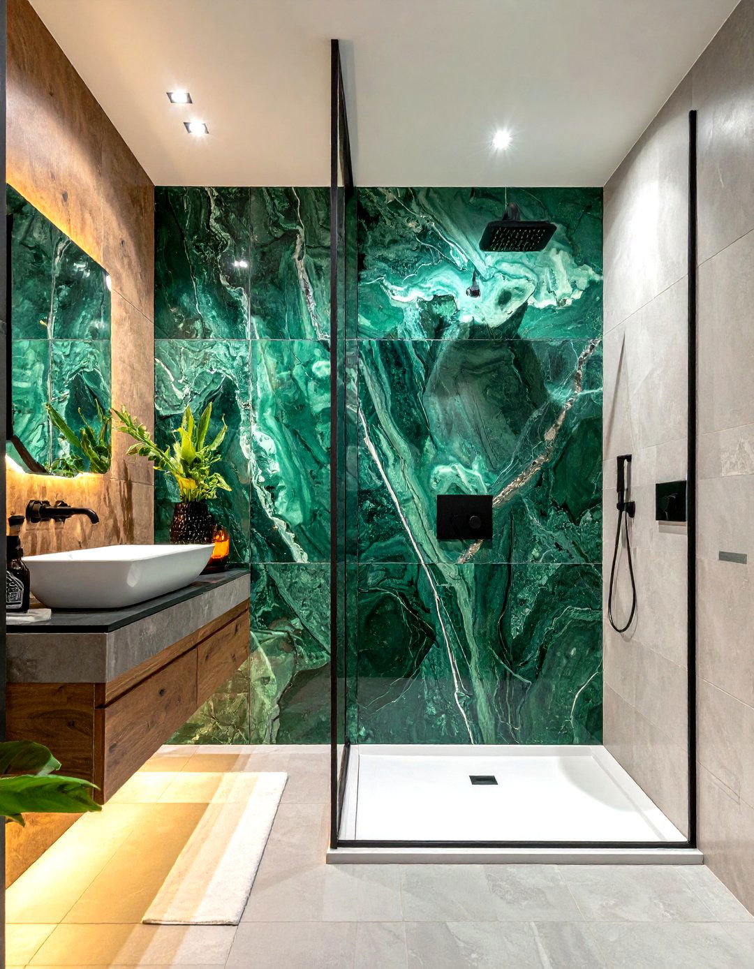 Green Zellige Tile - 30 feature wall tile bathroom ideas