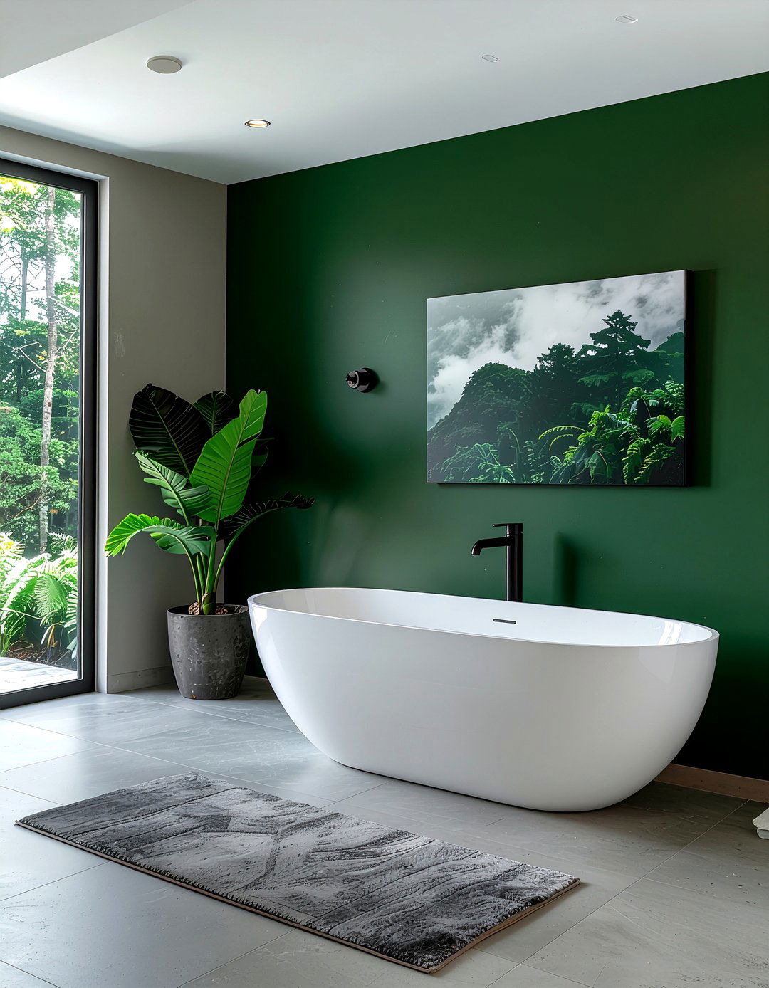 Green accent wall bathroom - 30 cool green bathroom ideas