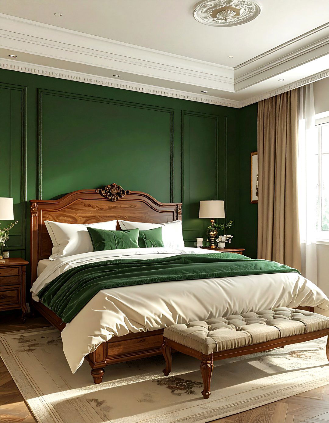 Green accent wall bedroom - 30 traditional green bedroom ideas