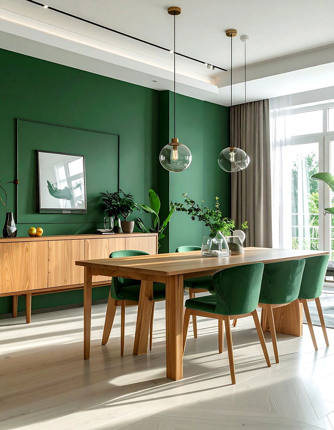 Green accent wall dining room - 30 green dining room decor ideas