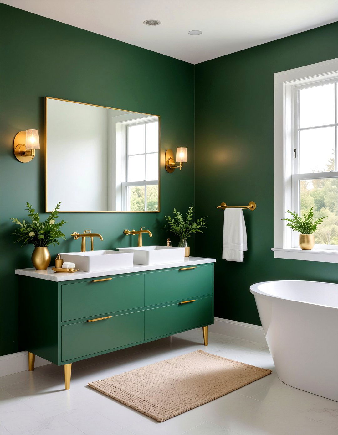 Green and gold bathroom - 30 forest green bathroom ideas