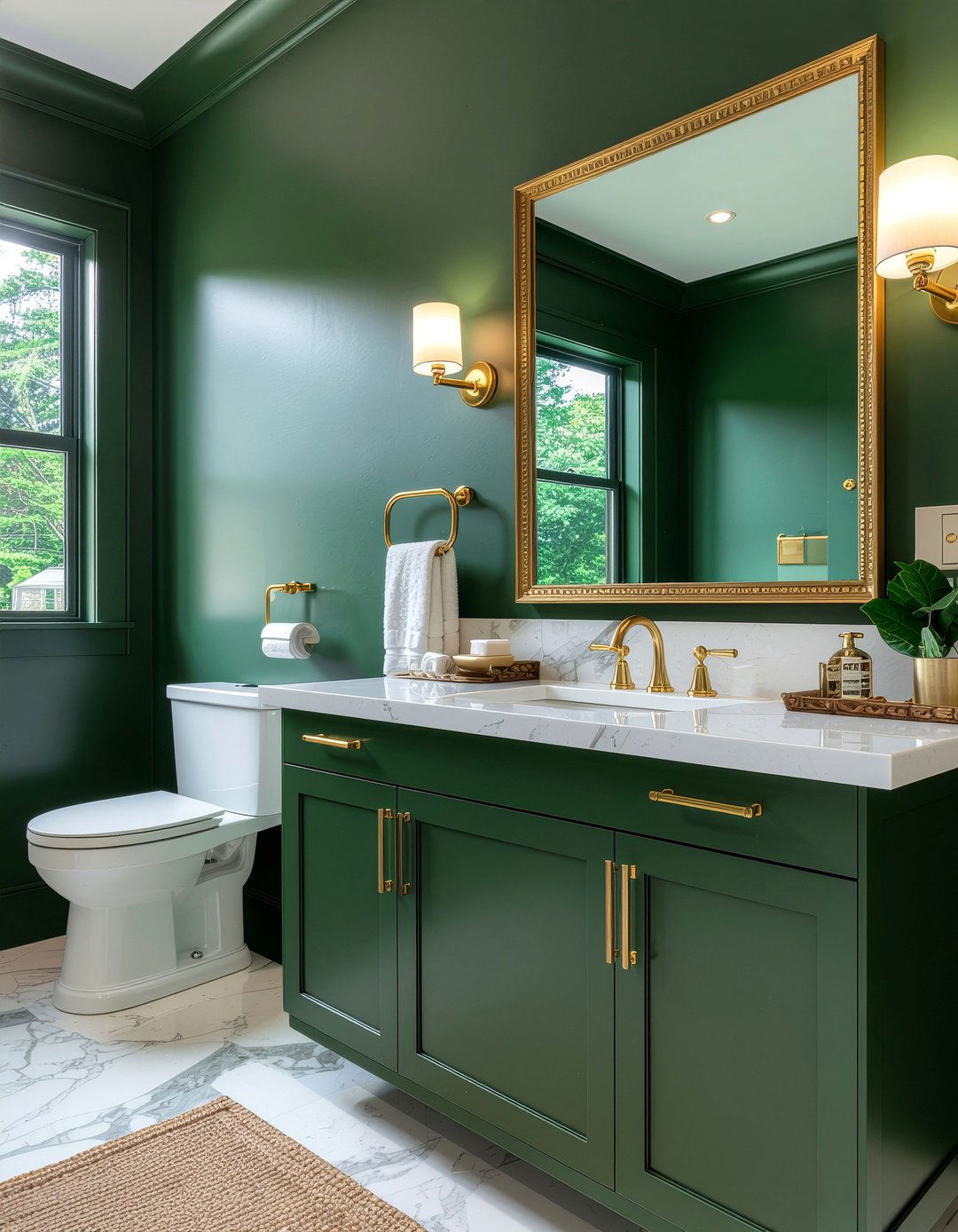 Green and gold bathroom - 30 cool green bathroom ideas