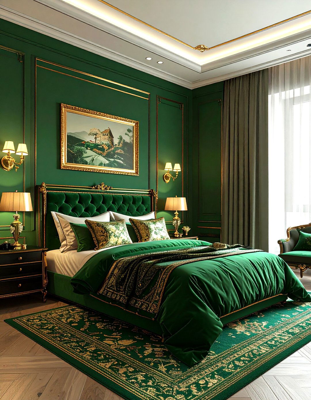 Green and gold bedroom - 30 traditional green bedroom ideas