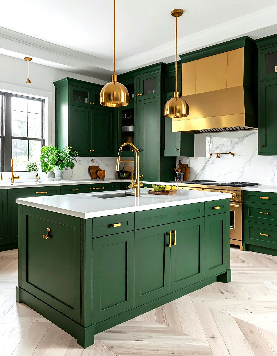 Green and gold kitchen - 30 gold kitchen decor ideas