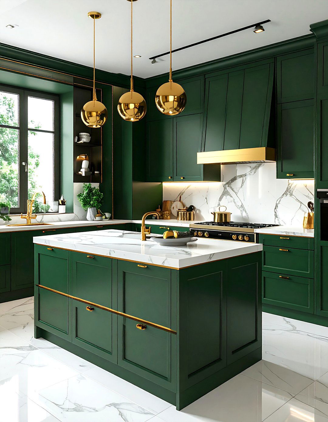 Green and gold kitchen - 30 cool green kitchen ideas