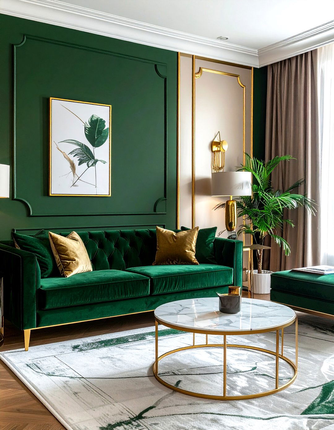 Green and gold living room - 30 contemporary green living room ideas