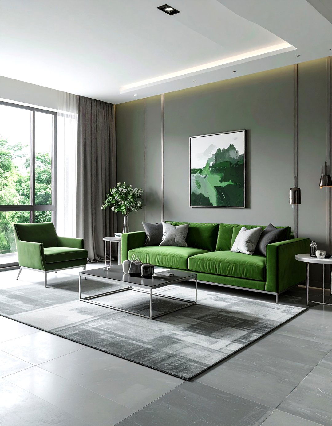 Green and grey living room walls - 30 cool green living room ideas