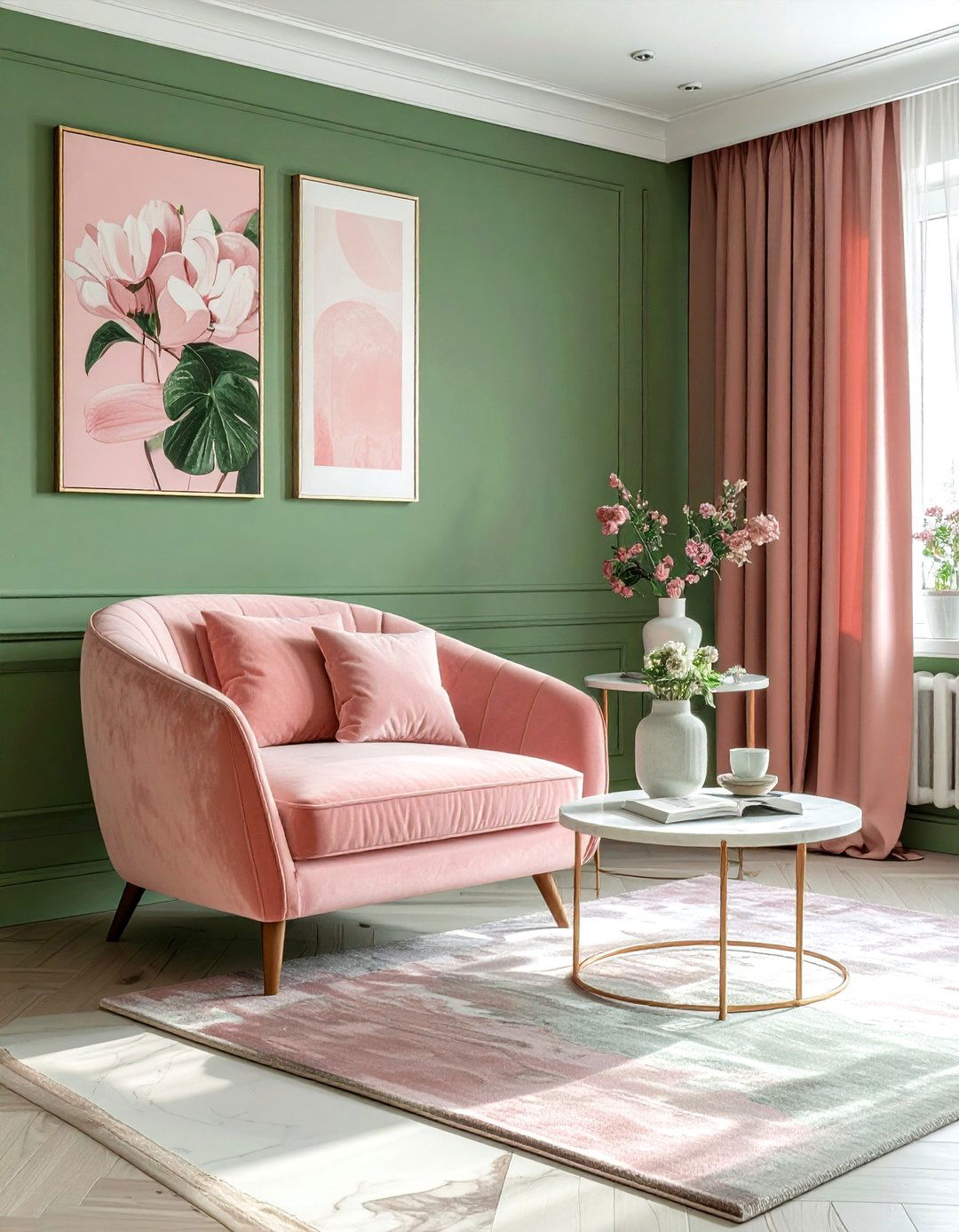 Green and pink living room - 30 contemporary green living room ideas