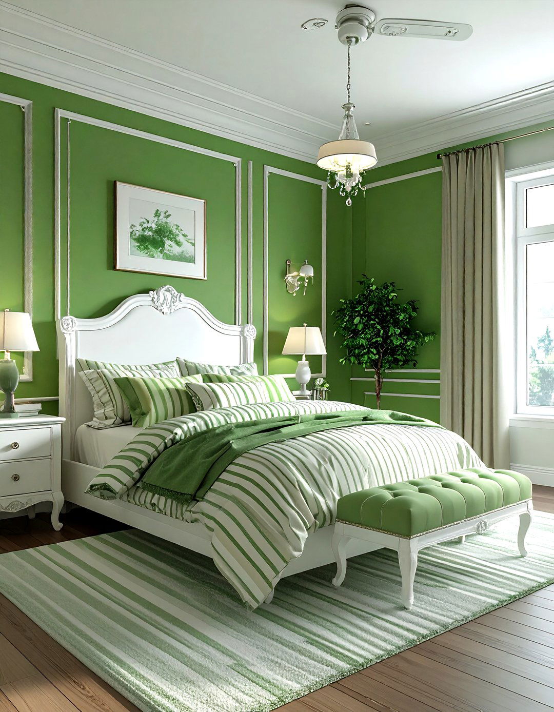 Green and white bedroom - 30 traditional green bedroom ideas