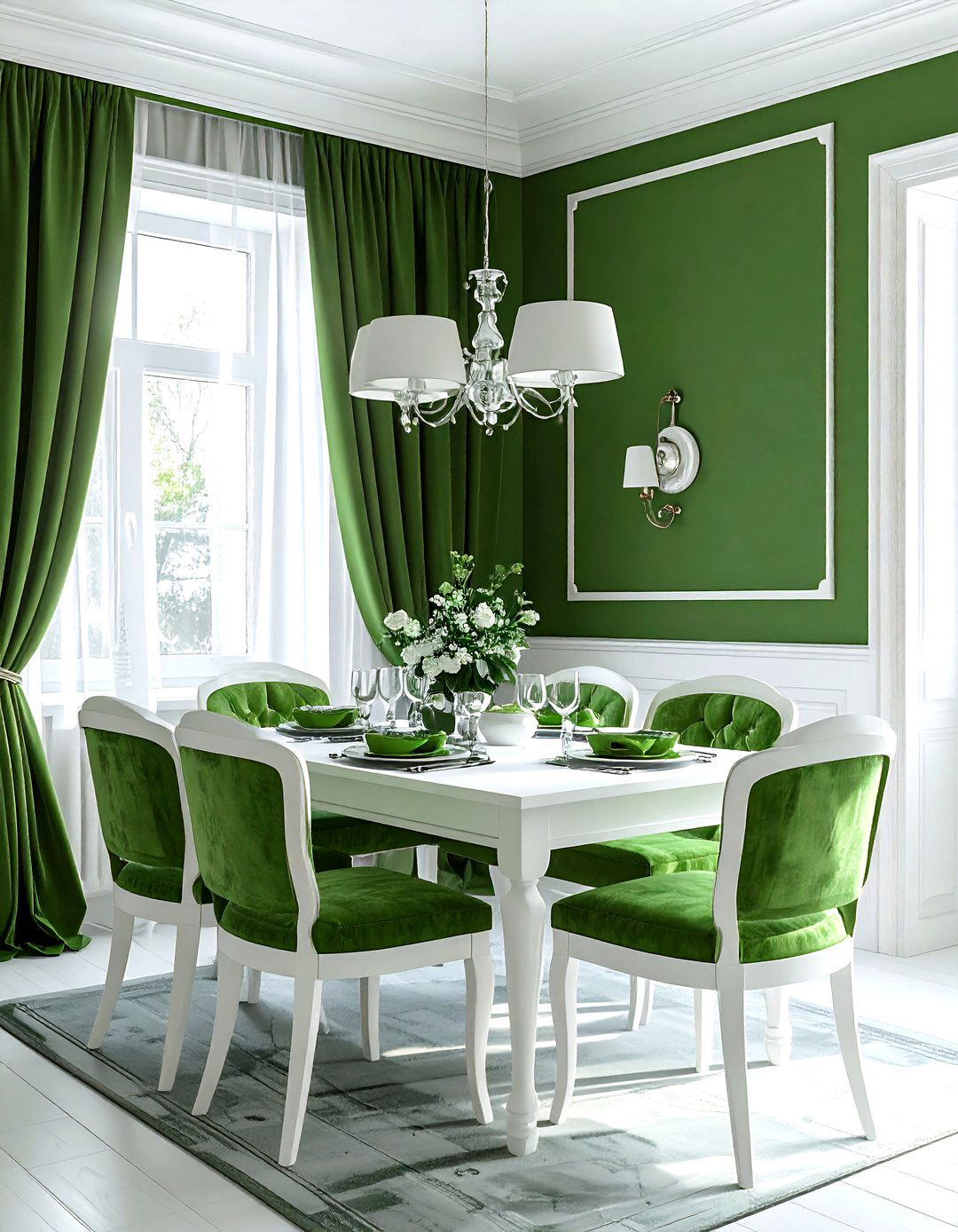 Green and white dining room - 30 green dining room decor ideas