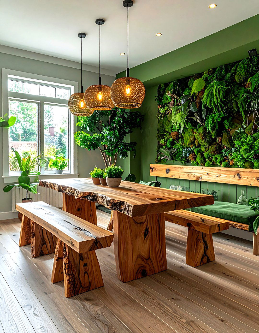 Green and wood dining room - 30 green dining room decor ideas