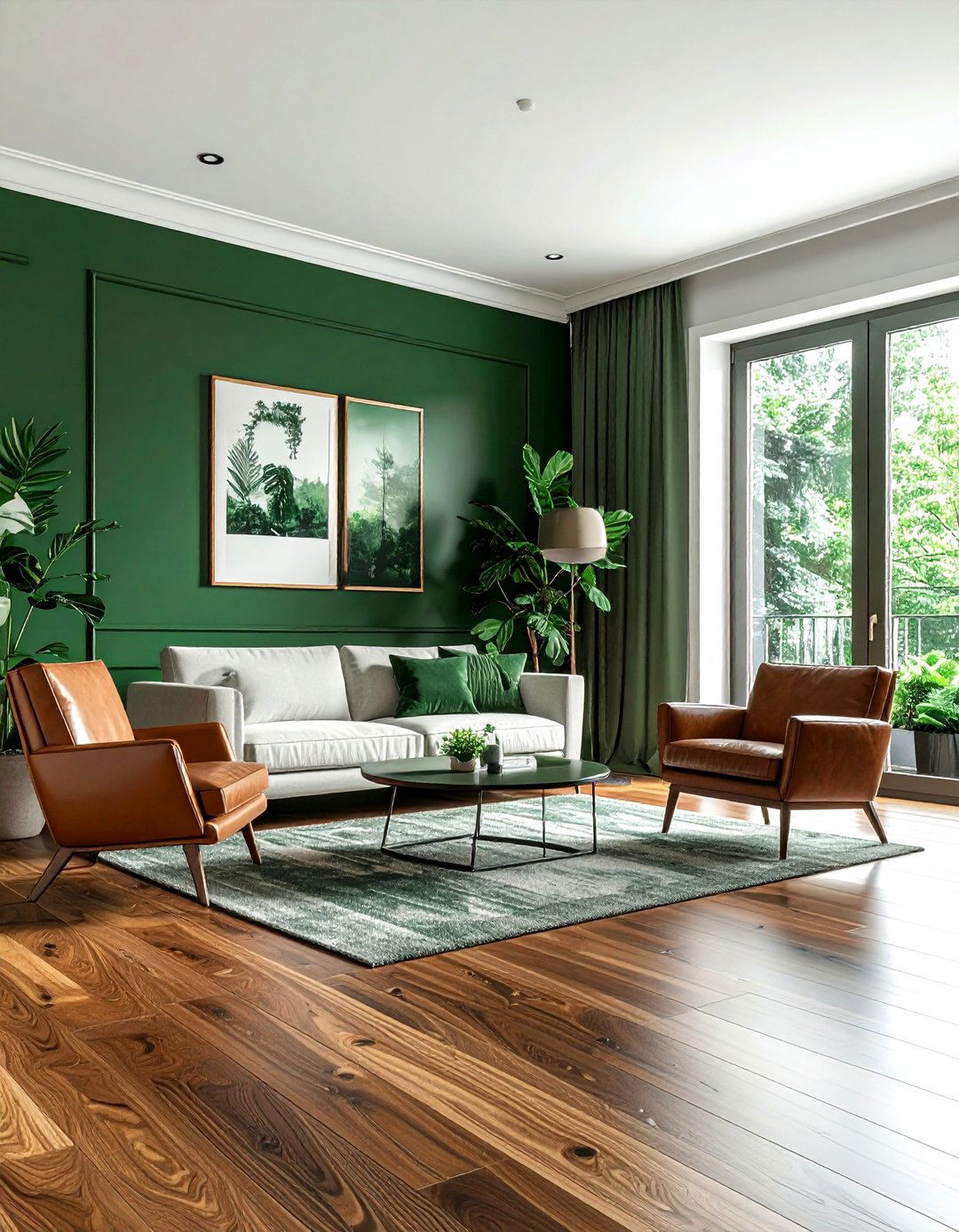 Green and wood living room floor - 30 cool green living room ideas