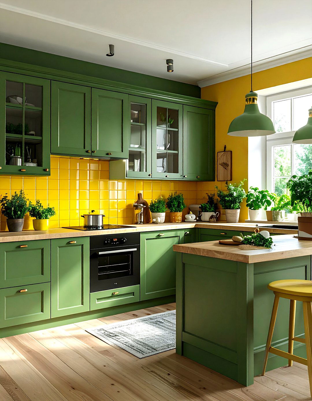 Green and yellow kitchen - 30 yellow kitchen decor ideas