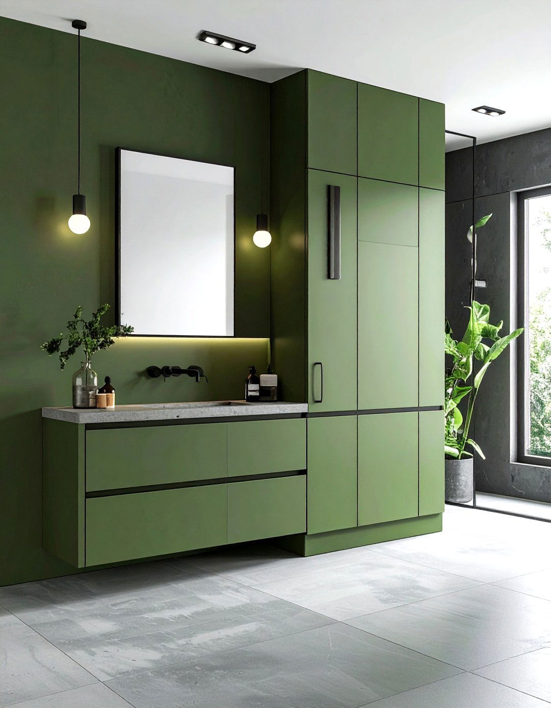 Green bathroom cabinets - 30 before and after bathroom ideas