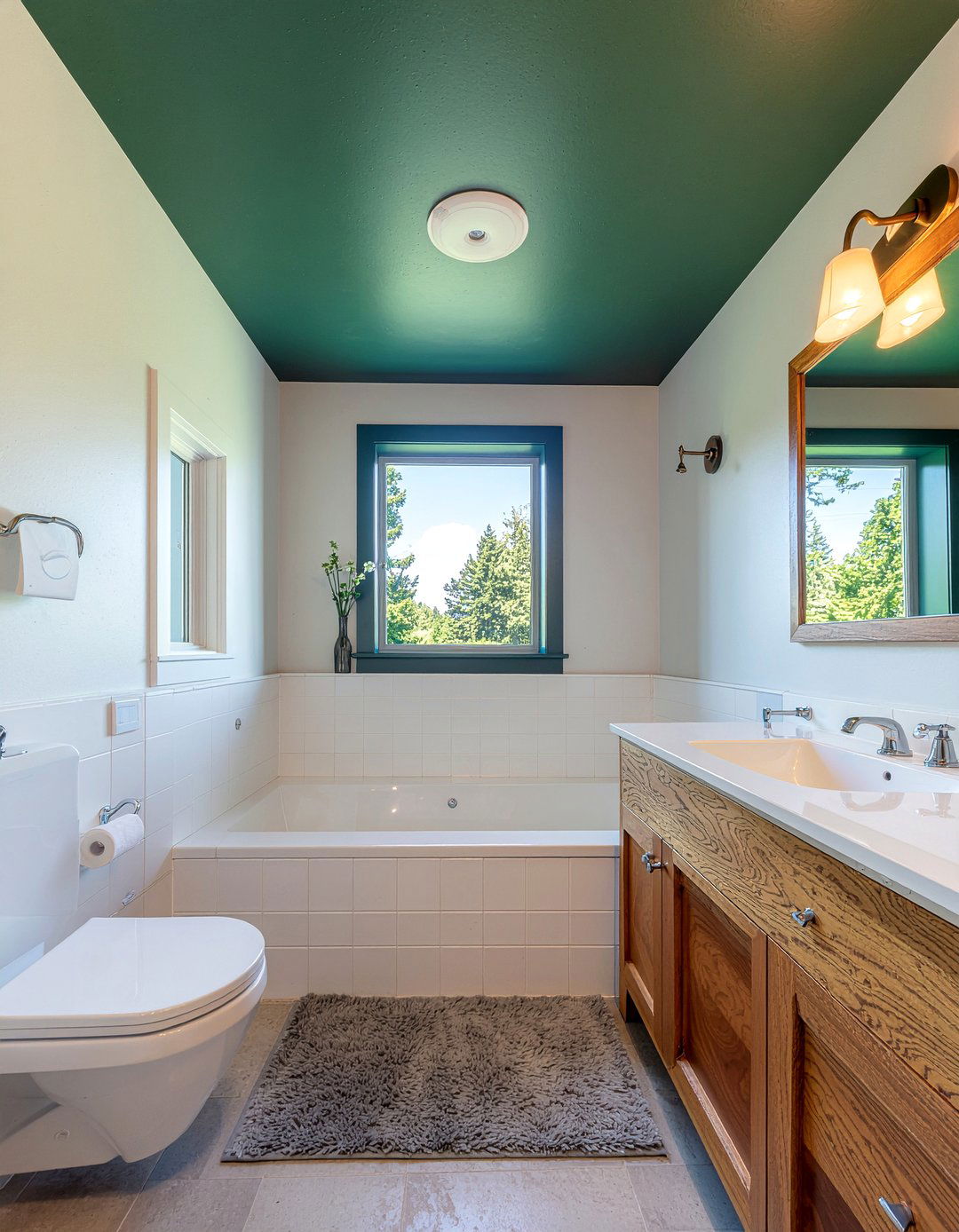 Green bathroom ceiling - 30 forest green bathroom ideas