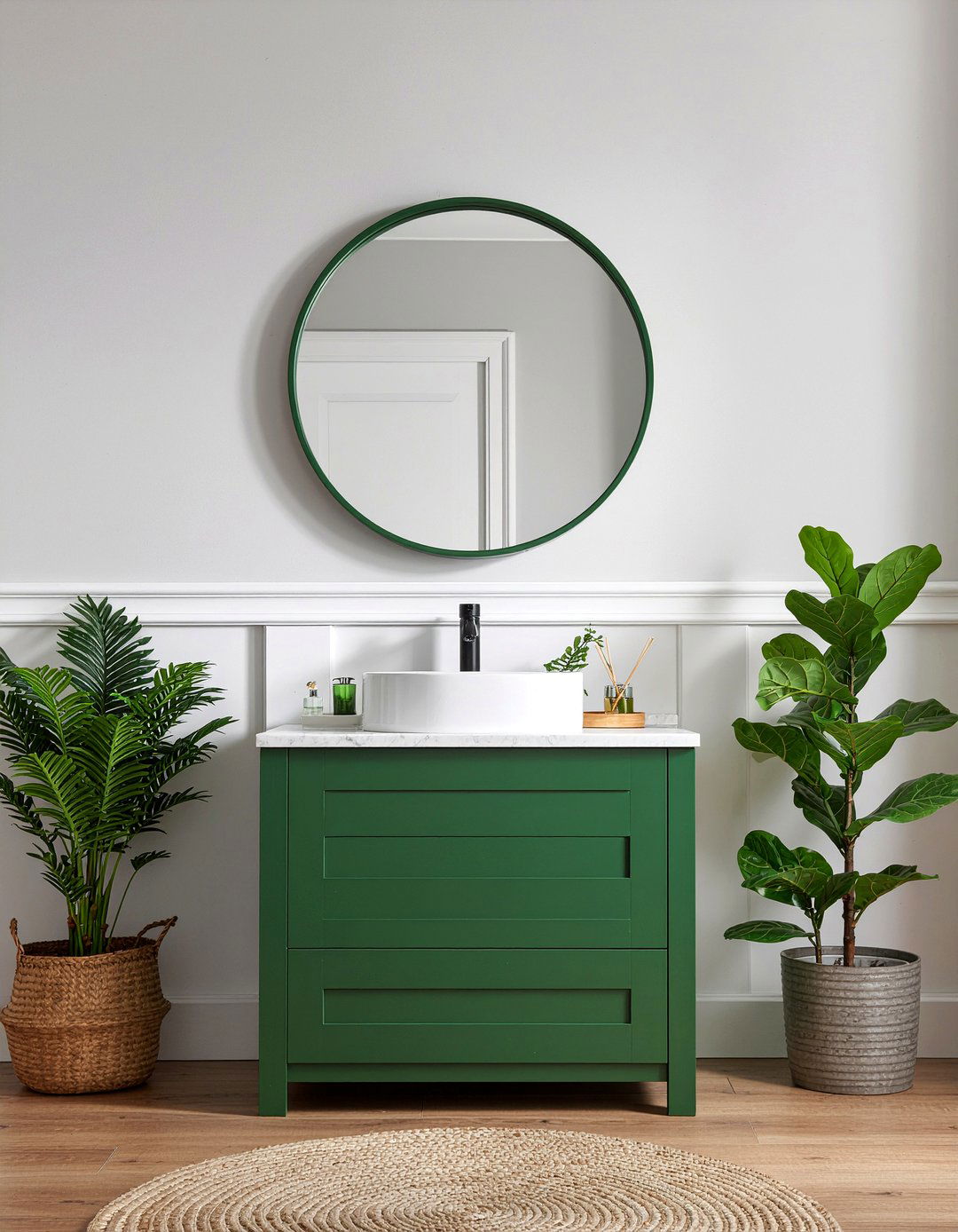 Green bathroom mirror - 30 forest green bathroom ideas