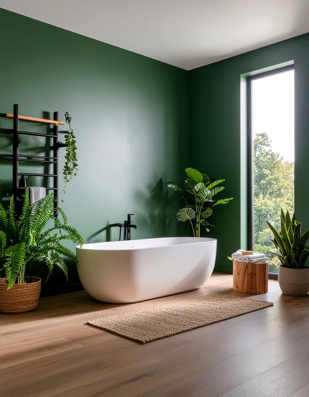 Green bathroom plants - 30 forest green bathroom ideas