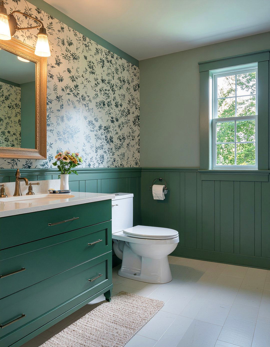 Green beadboard bathroom - 30 forest green bathroom ideas