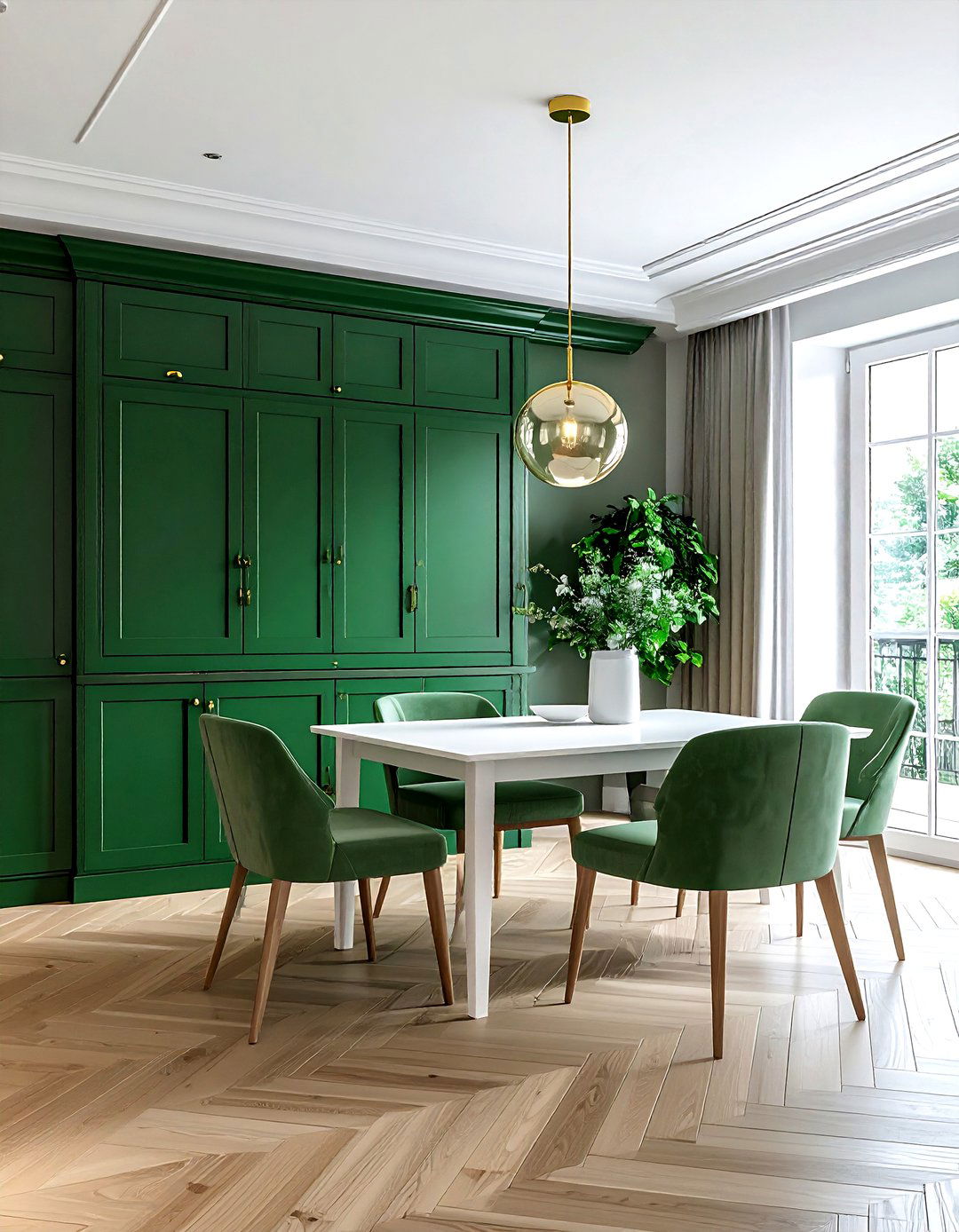Green cabinetry dining room - 30 green dining room decor ideas