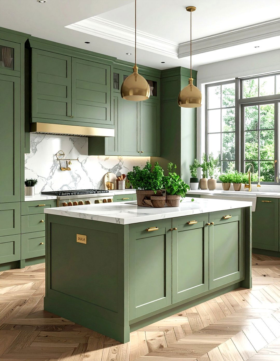 Green cabinetry kitchen - 30 new construction kitchen ideas