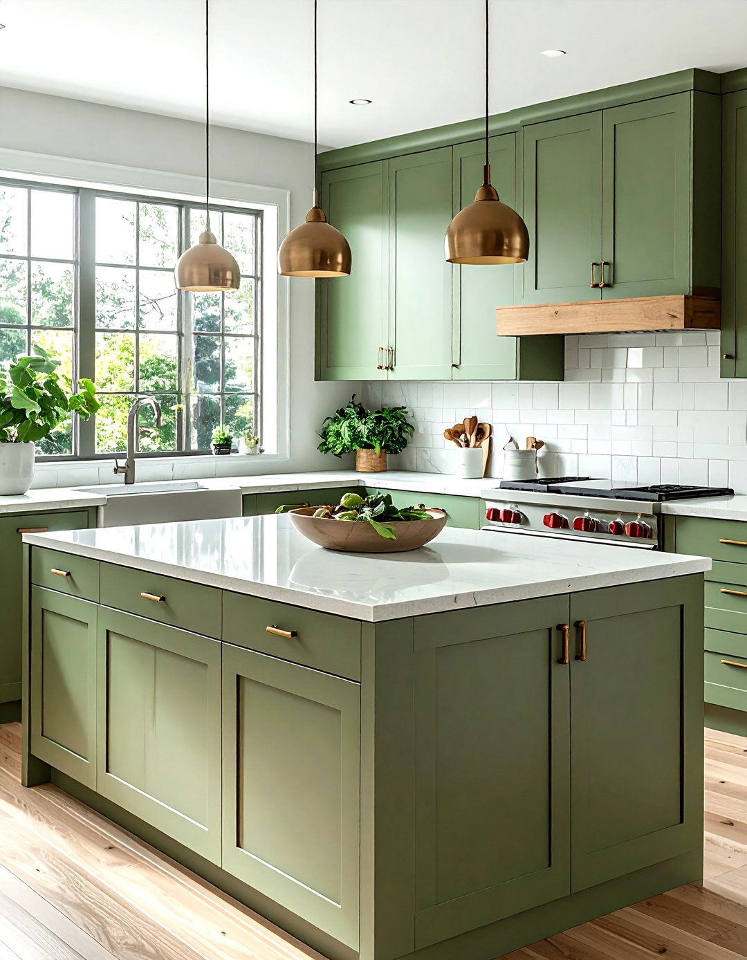 Green cabinets quartz countertop - 30 Caesarstone kitchen ideas