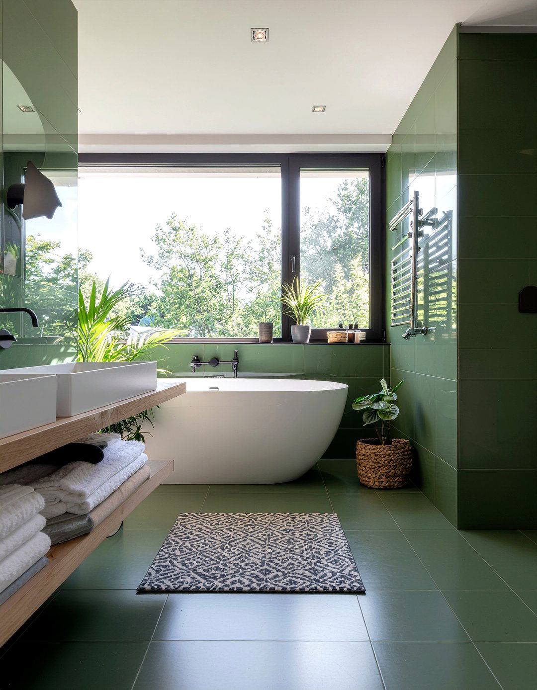 Green ceramic tile bathroom - 30 floor to ceiling tile bathroom ideas