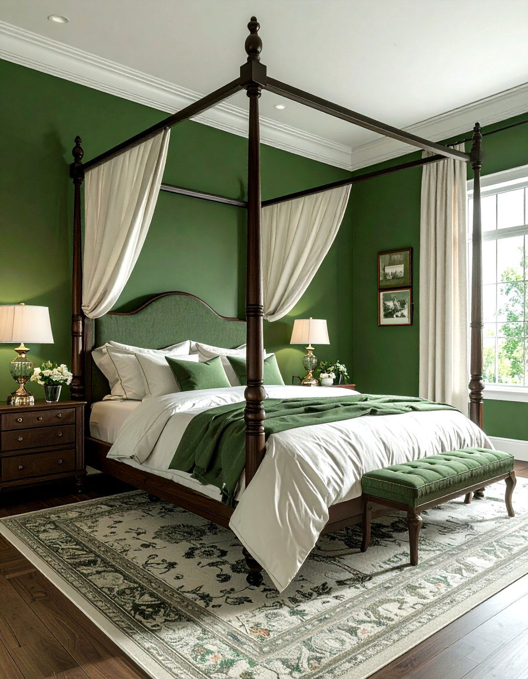 Green colonial bedroom - 30 traditional green bedroom ideas