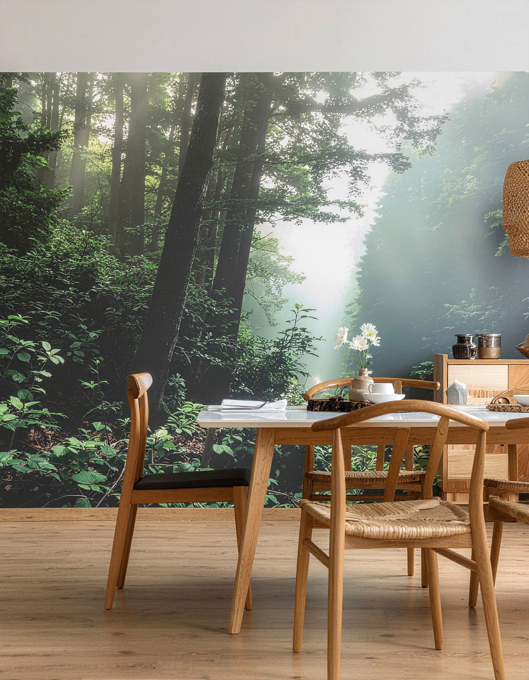 Green dining room wallpaper - 30 dining room wallpaper accent ideas