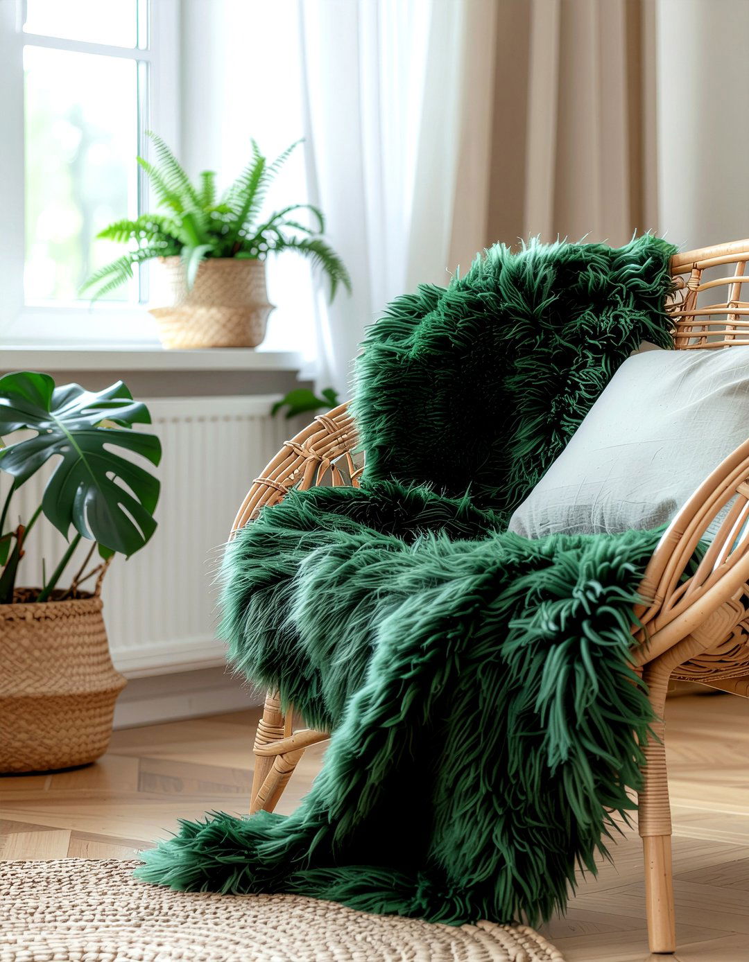 Green faux fur throw - 30 faux fur throw ideas