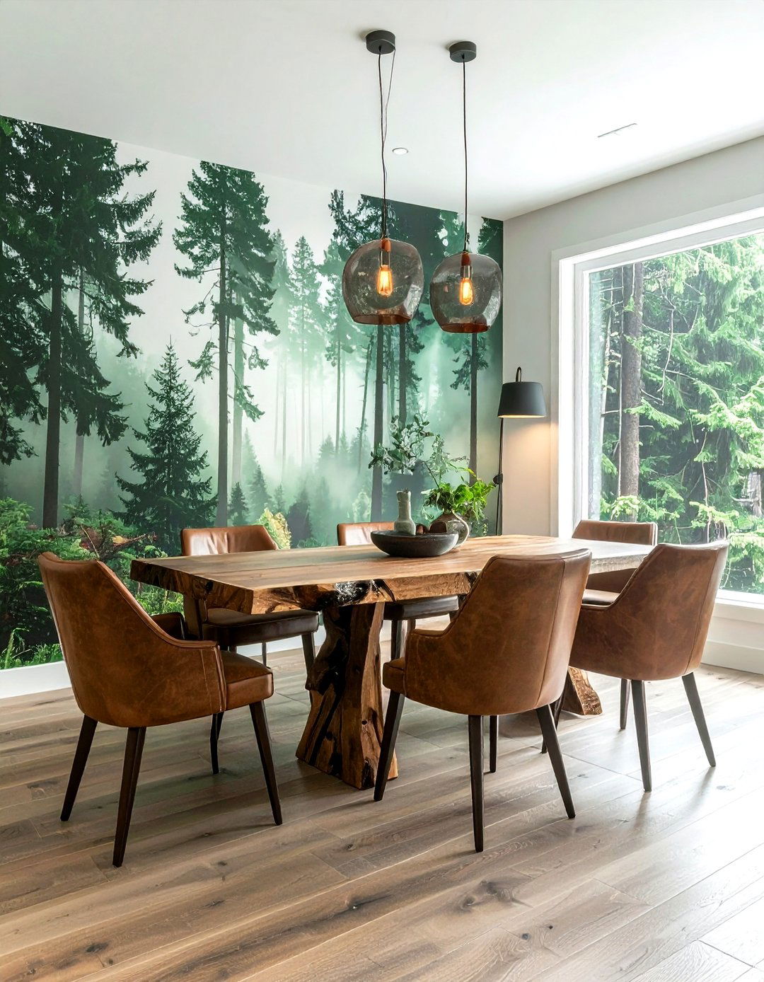 Green forest dining room - 30 bold wallpaper dining room ideas