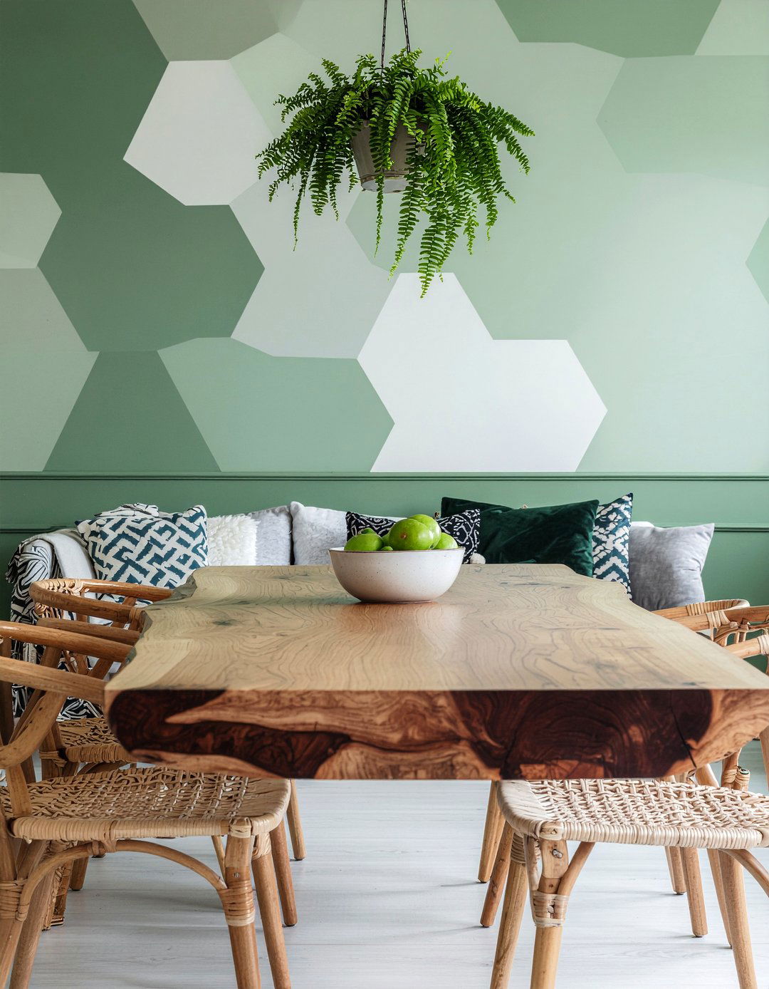 Green geometric wallpaper - 30 geometric wallpaper dining room ideas