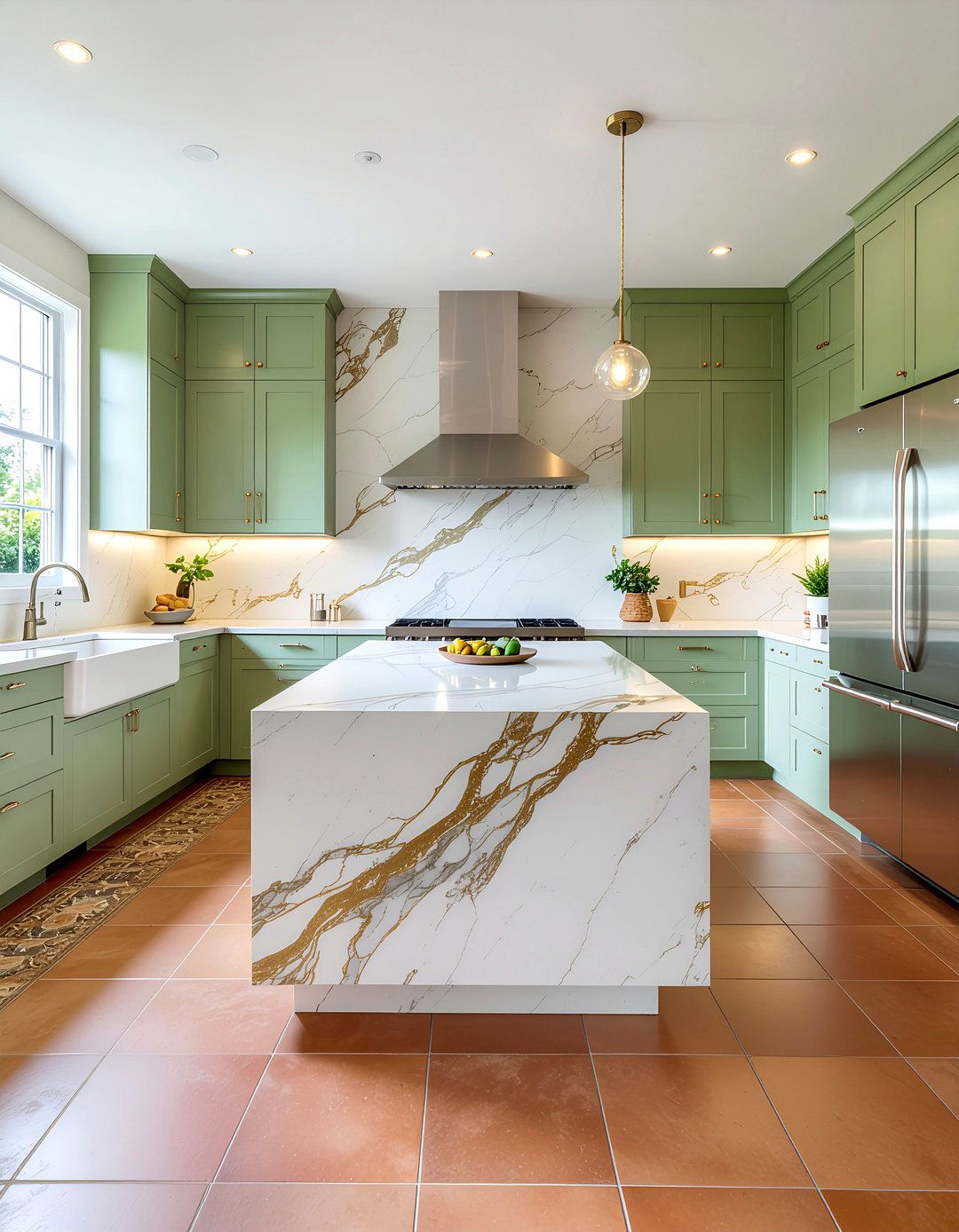 Green kitchen cabinets quartz - 30 quartz countertop kitchen ideas