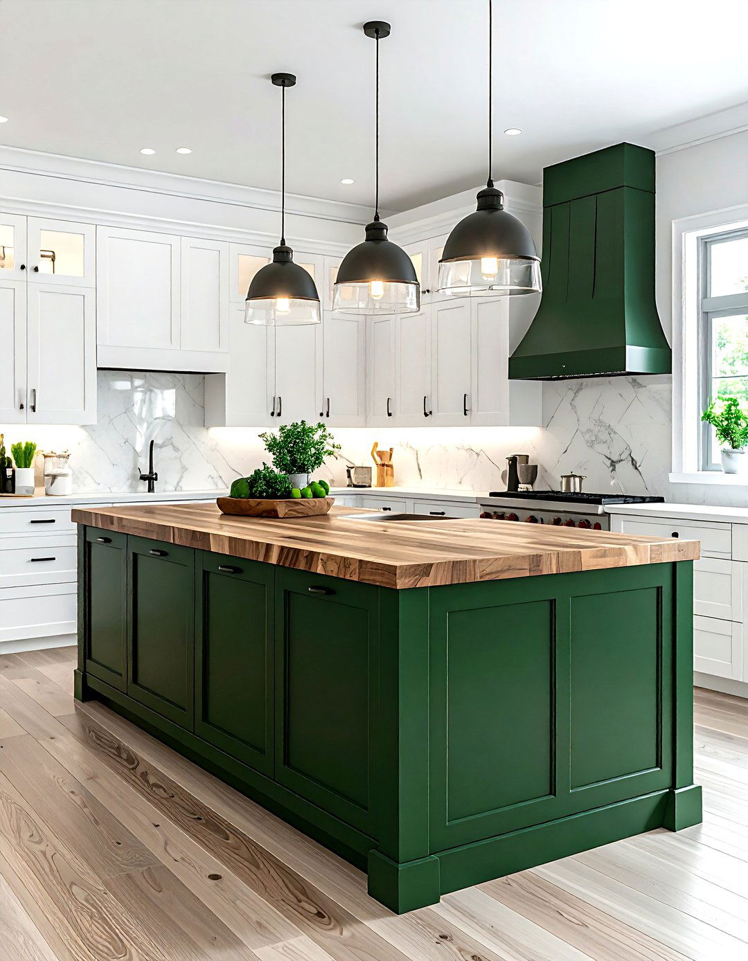 Green kitchen island - 30 cool green kitchen ideas