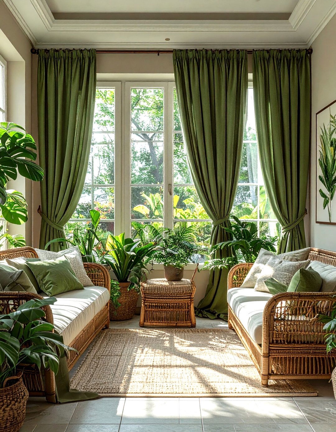 Green linen curtains - 30 linen curtain ideas