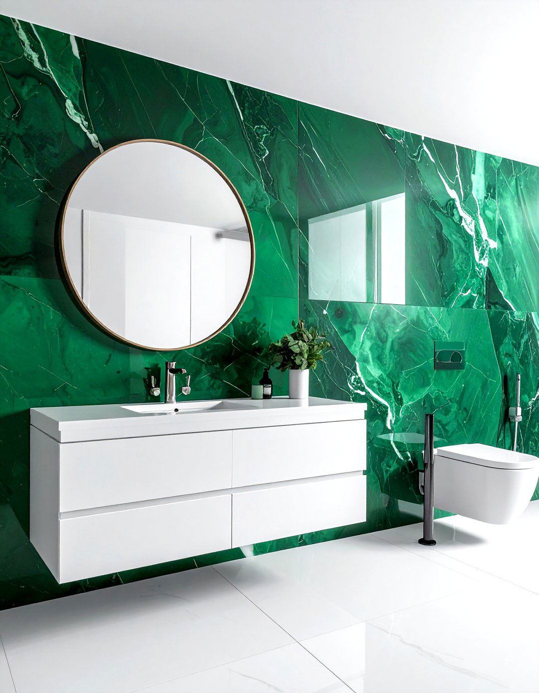 Green marble accent wall - 30 green marble bathroom ideas
