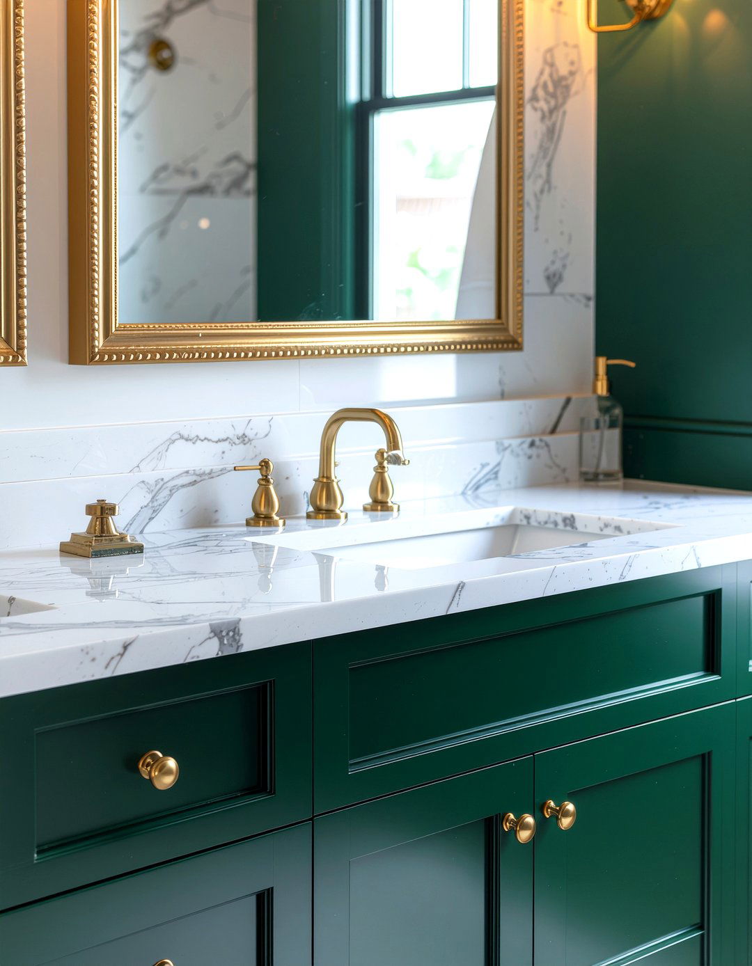 Green marble bathroom counter - 30 bathroom countertop ideas
