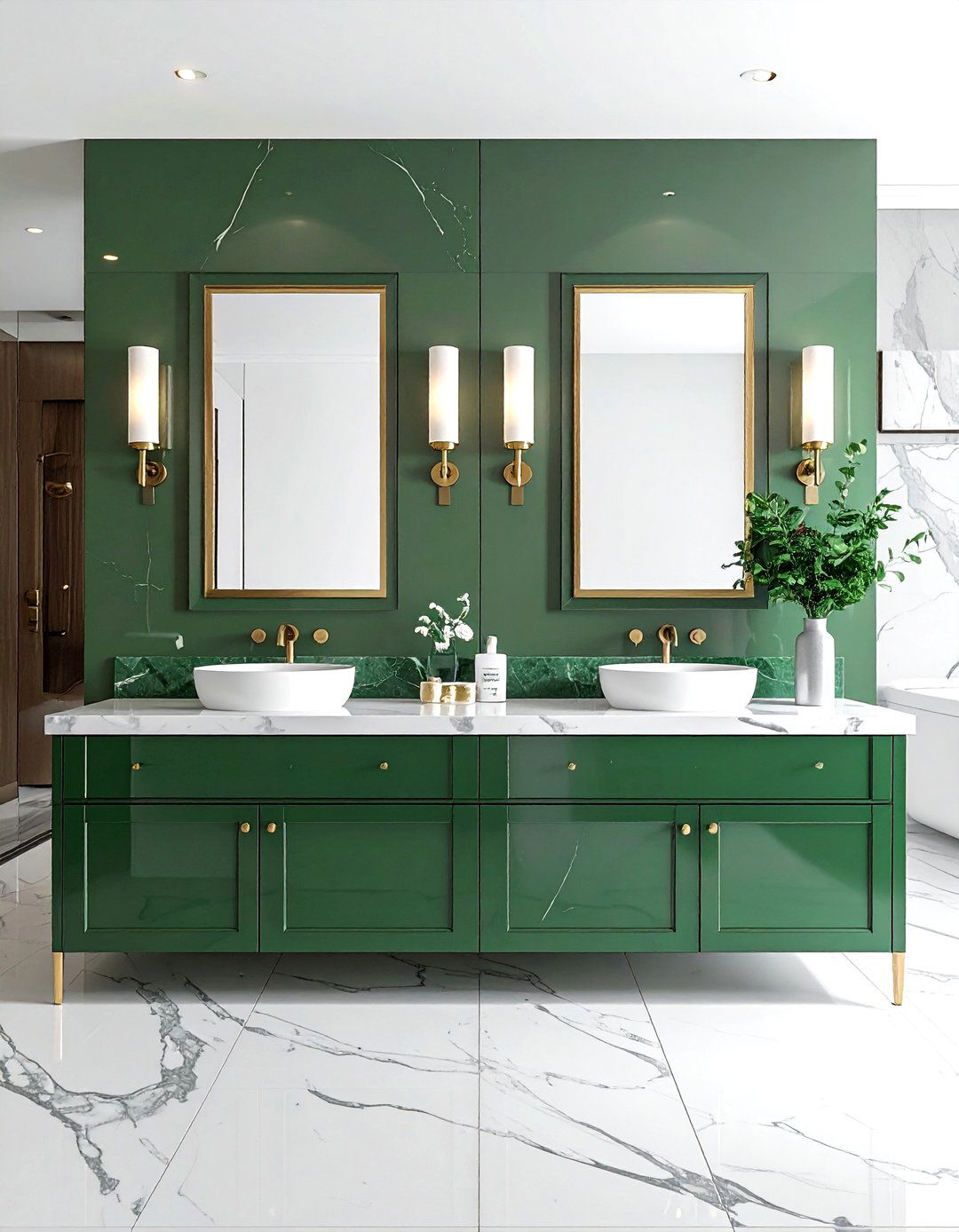 Green marble double vanity - 30 green marble bathroom ideas