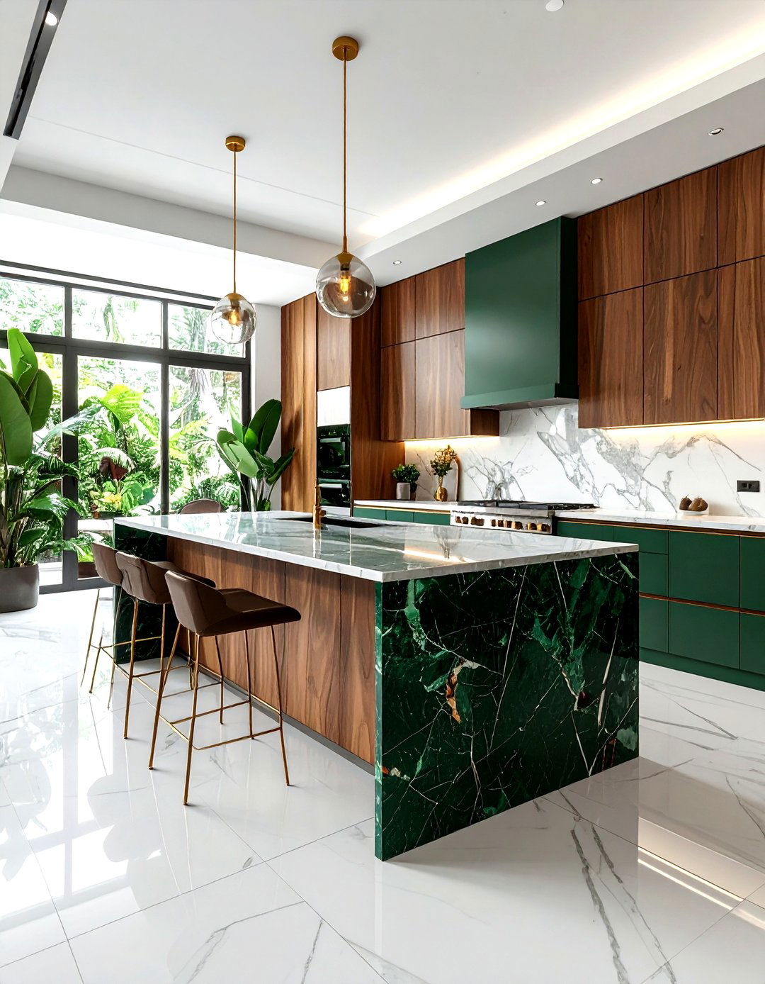 Green marble kitchen - 30 marble kitchen ideas