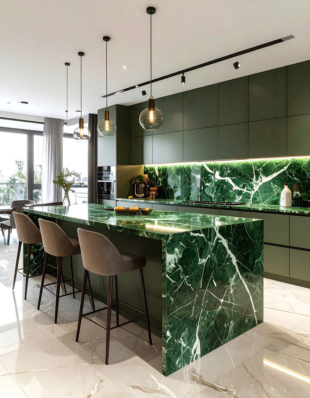 Green marble kitchen - 30 cool green kitchen ideas