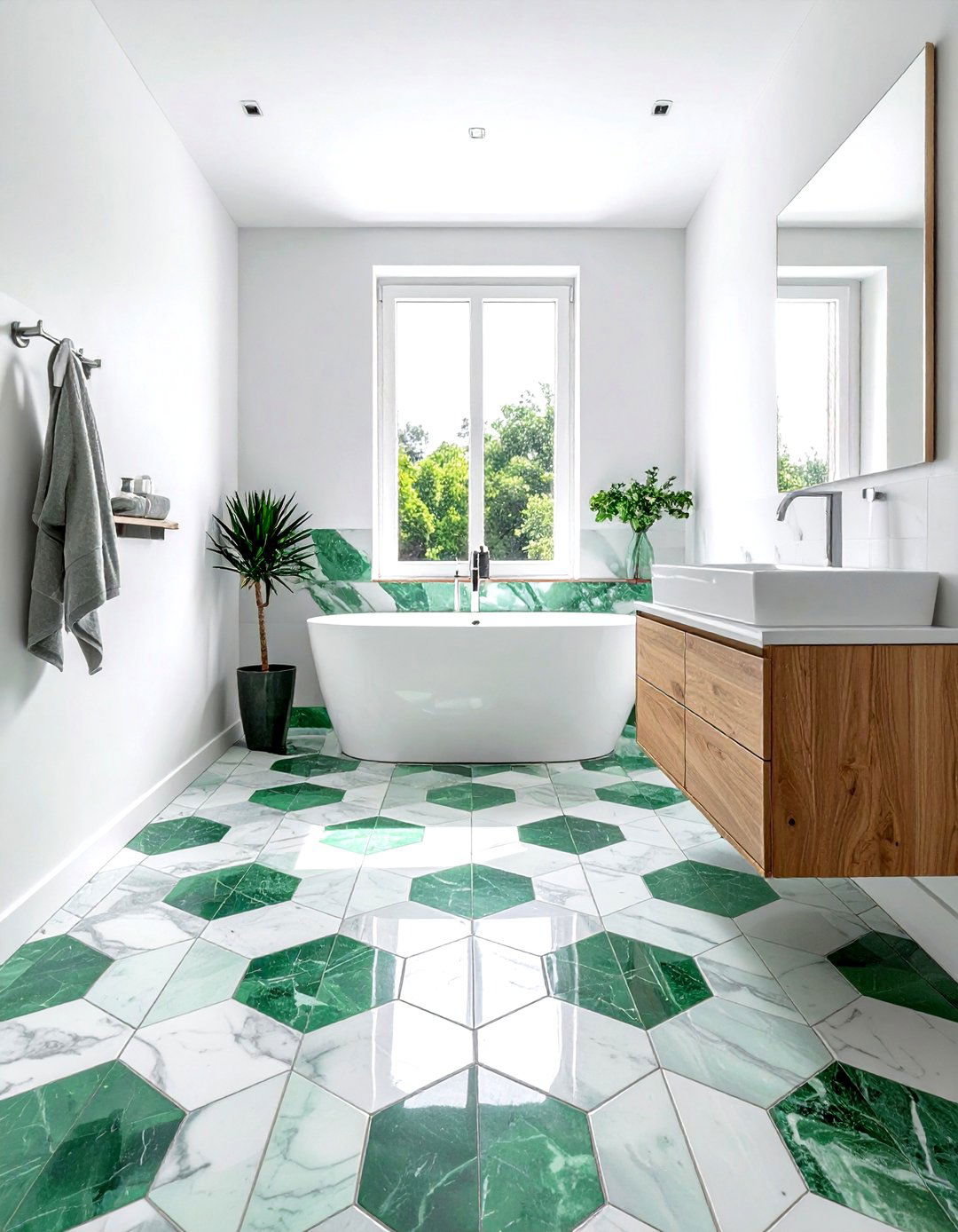 Green marble mosaic floor - 30 green marble bathroom ideas