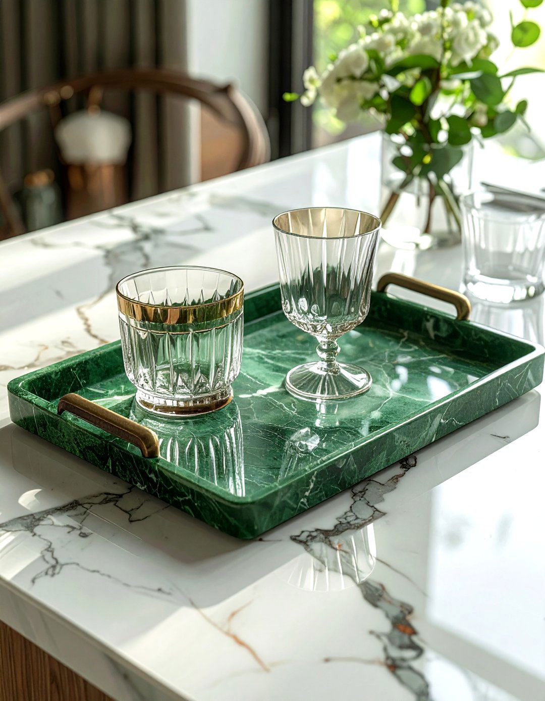 Green marble tray - 30 marble tray ideas